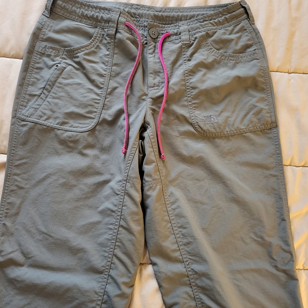 The North Face Gray Hiking Pants with Pink Accent